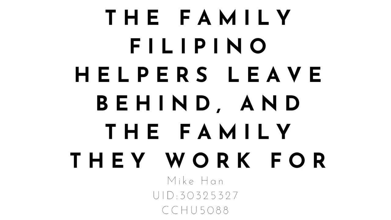 The family Filipino helpers leave behind, and the family they work for