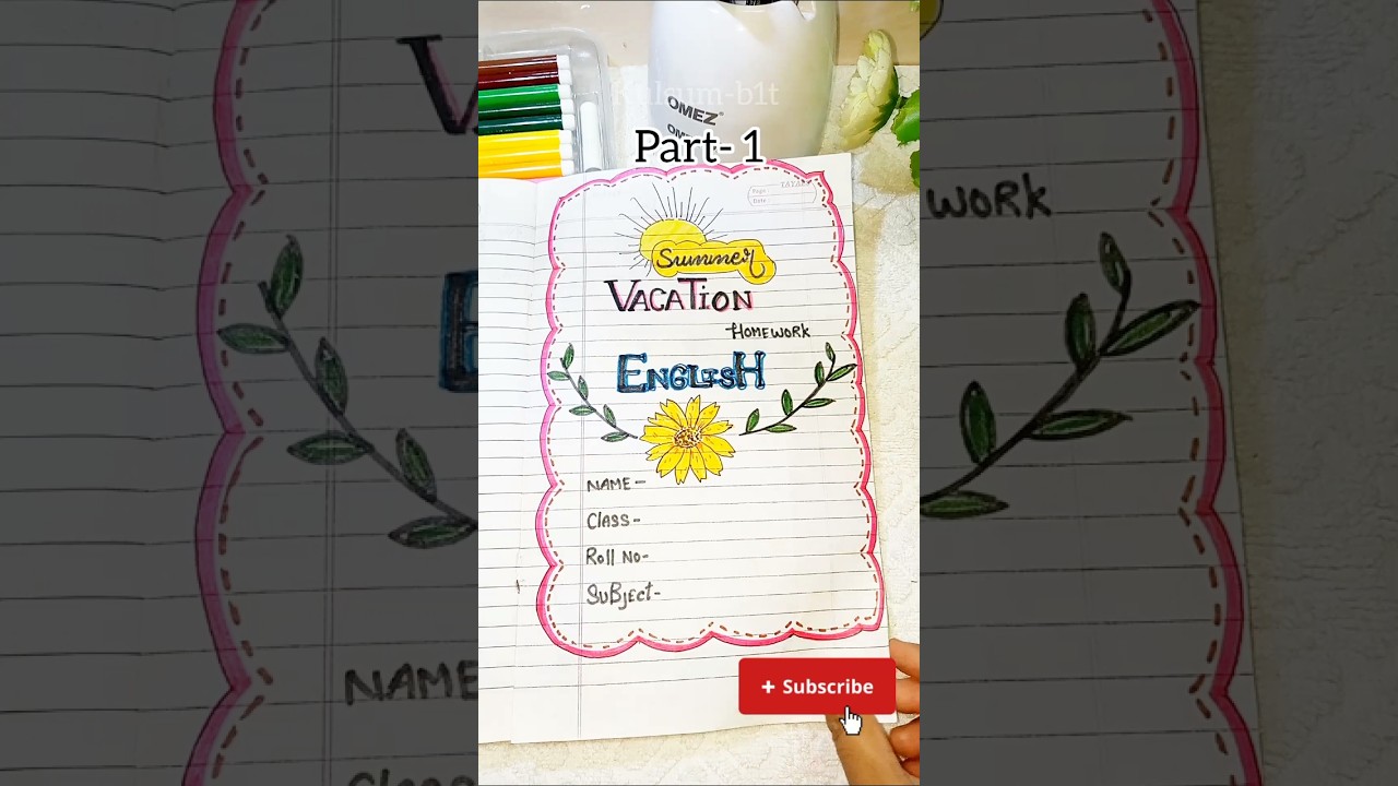 Summer vacation homework front page design ideas #frontpage #trending #summer #vacation #ytshorts