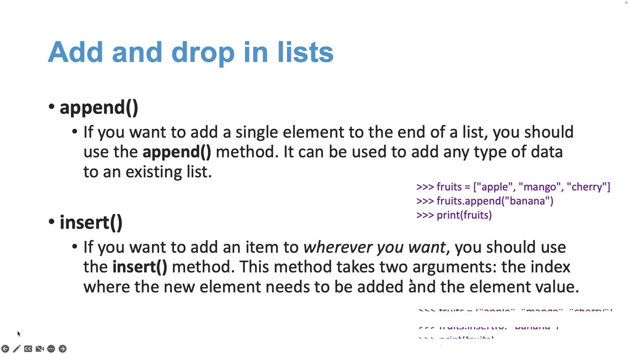 Modifying list in Python (append, insert, pop, remove)