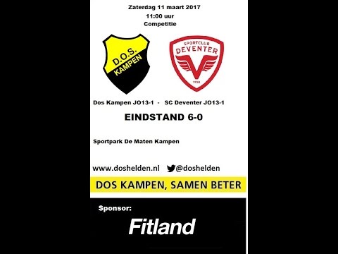 Doshelden Kampen: 11-03-2017 Dos Kampen JO13-1 (D1) - SC Deventer JO13-1 (6-0)