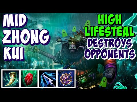 MID ZHONG KUI GAMEPLAY SMITE - LIFESTEAL BUILD MAKES IT EASY!