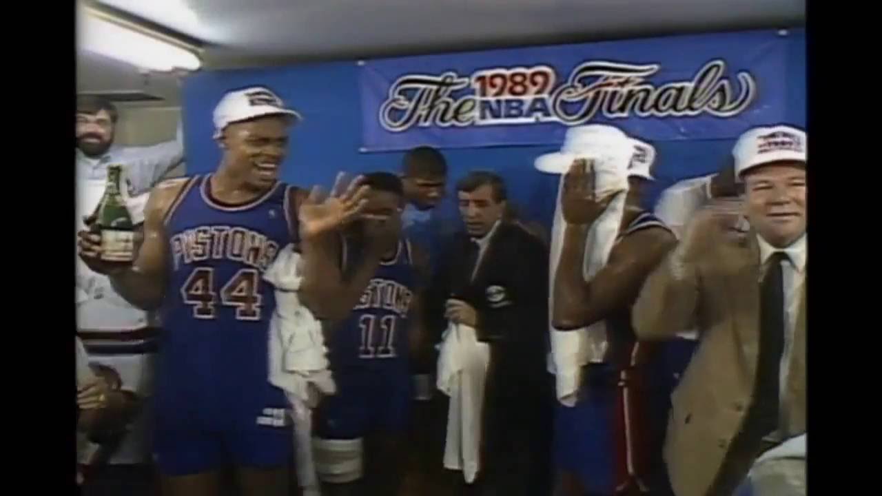 Detroit Pistons Championship celebration after sweeping Lakers to win