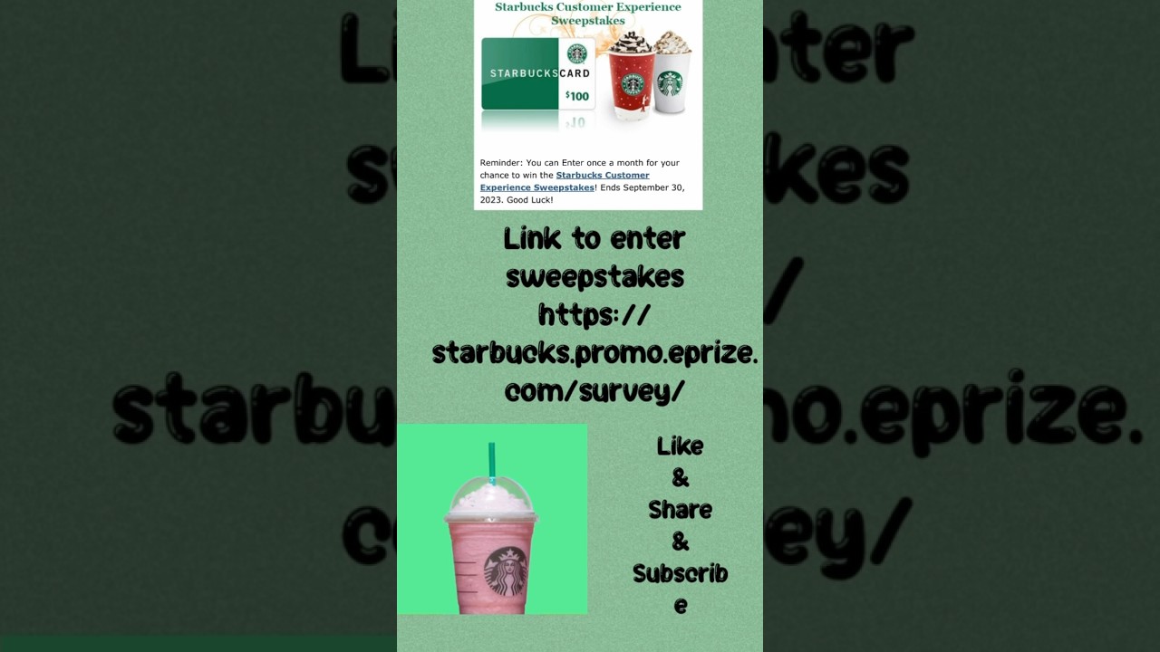 Starbucks sweepstakes enter once a month #sweepstakes #starbucks #giveaway #coffee #entertowin #luck