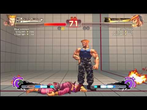 blue emblem (Guile) vs ramunekka (Adon)