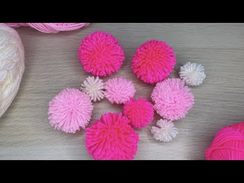 Super Easy Pom Pom Making Ideas with Finger - Hand Embroidery Amazing Trick- Easy Woolen  Making