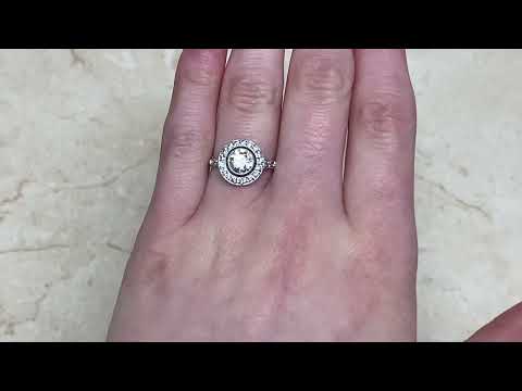 0.99ct Center Old European Cut Diamond Platinum Engagement Ring - Linda Ring - Hand Video