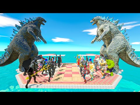 Godzilla 2014 x Superheroes vs shadow itself