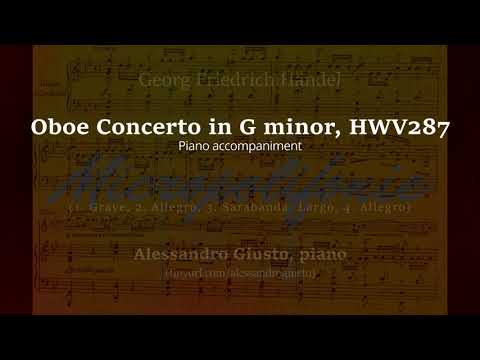 HANDEL, Oboe Concerto G minor HWV 287 | Piano accompaniment