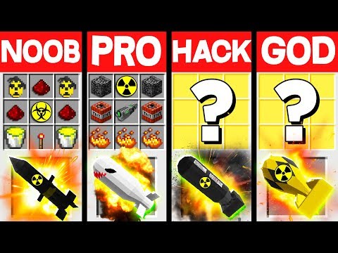 Minecraft Battle: SUPER NUKES MOD CRAFTING CHALLENGE - NOOB vs PRO vs HACKER vs GOD ~ Animation