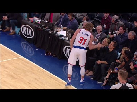 Ron Baker Saves a Loose Ball and Bumps Into Ben Stiller