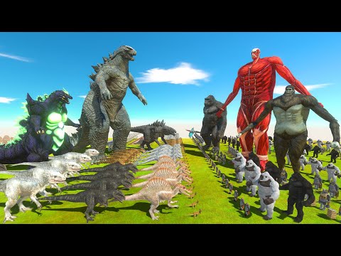 Dinosaurs vs Mutant Primates | Godzilla 2014 or Colossal Titan - Animal Revolt Battle Simulator