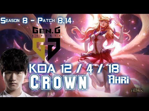 GEN Crown AHRI vs RUMBLE Mid - Patch 8.14 KR Ranked