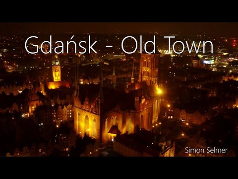 Gdańsk / Old Town By Night - 4K Drone Video