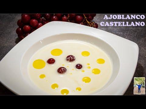 AJOBLANCO Castellano fácil receta de Ajo Blanco 🧄🍇🚰🌰🍇🧄