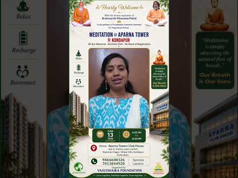 Meditation @ Aparna Towers, Kondapur - Invitation from Gurusthan, Hyderabad