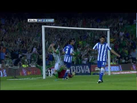 Gol de Rubén Castro de cabeza (2-0) en el Real Betis - Real Sociedad
