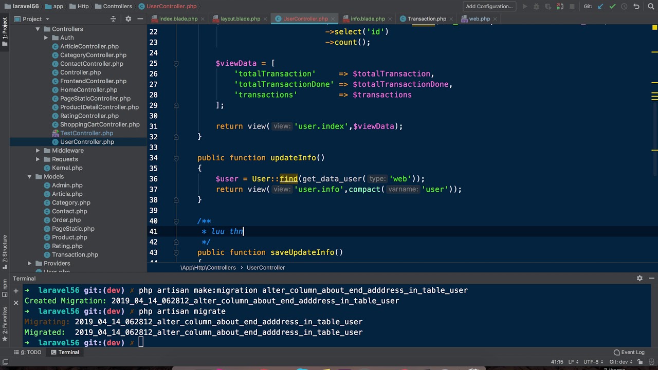 Bài 64 - Lưu thông tin cá nhân - Website bán hàng Laravel