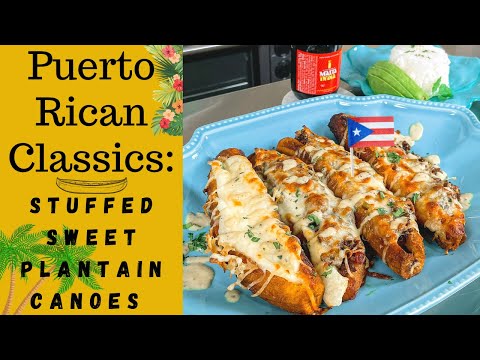 Puerto Rican Stuffed Sweet Plantains aka Canoes || Canoas de Plátanos Maduros Boricua || SO CHEESY