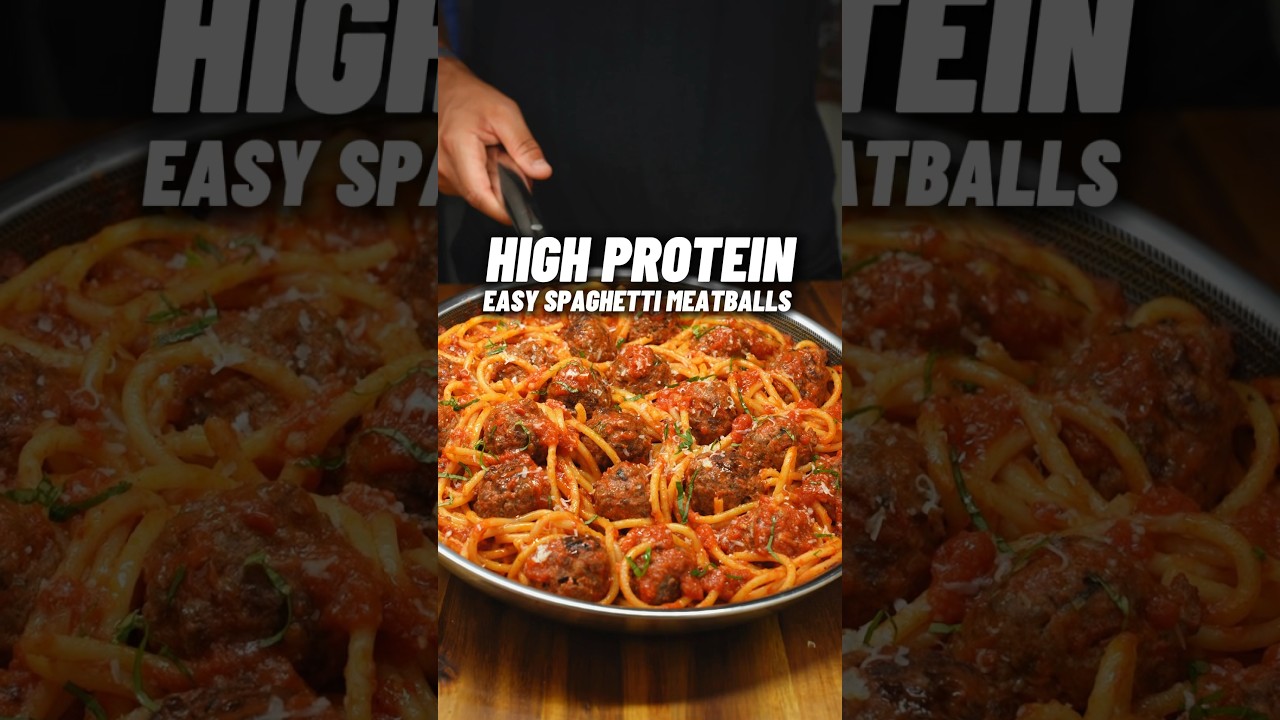 THE EASIEST High Protein Spaghetti and Meatballs! OVER 50g Protein 🔥🍝 #easymealprep #gymfood