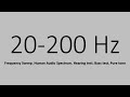 20-200 Hz. Frequency Sweep. Human Audio Spectrum. Hearing test. Bass test. Pure tone