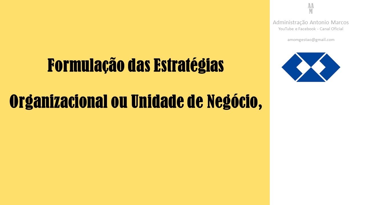 Formulação de Estratégias no nível Organizacional ou de Unidade de Negócio