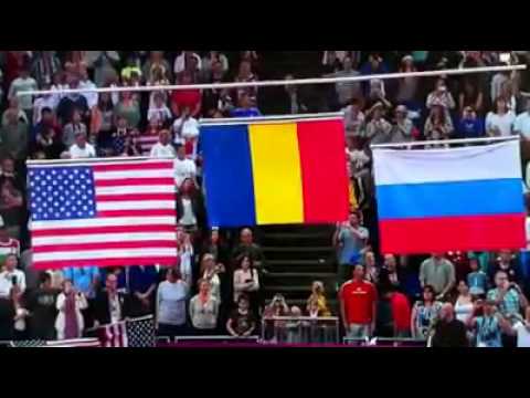 London 2012. Sandra Izbasa of Romania wins Olympic gold medal in women's vault.