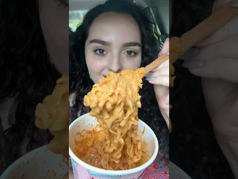 how many bites to eat this bowl of buldak carbonara? I counted 3 BIG BITES! #buldak #eating #mukbang