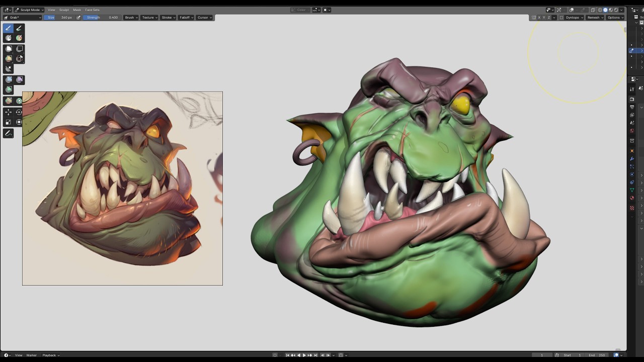 Orc head from Nicola Saviori in Blender