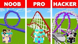 Download lagu Minecraft NOOB vs PRO vs HACKER : FAMILY ROLLER COASTER CHALLENGE in minecraft / Animation mp3