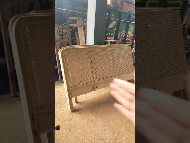 Minimalist Rattan Headboard Bed 200x180 cm Jepara Teak Wood #furniturejepara