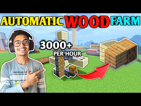 How to make Automatic Wood Farm in Minecraft PE | Wood Farm Minecraft 1.18 | Unlimited Tree Farm