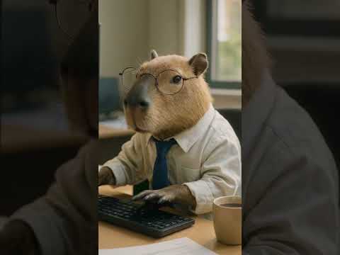 Capybara Working 9 to 5 Like a Pro 🖥️☕ #capybara  #shorts