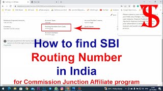 How to find SBI Routing Number in india for Commission Junction affiliate || SBI MICR code