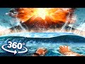 VR 360 Volcano Creates Tsunami Wave - Natural Disaster Up-close 360 video