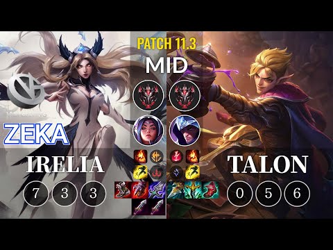 VG Zeka Irelia vs Talon Mid - KR Patch 11.3