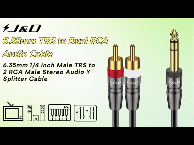 Vídeo relacionado con MOSWAG Cable De 6,35 mm a 2RCA, 6,35mm 1/4 Inch TRS Macho a 2 RCA Macho Cáscara de Cobre Heavy Duty Estéreo Adaptador de Audio y Divisor RCA Cable Chapado en Oro