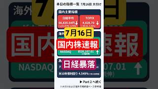 【７月１６日国内株速報】半導体4銘柄で日経1300円押し下げ、TSMC最高益も利確売り