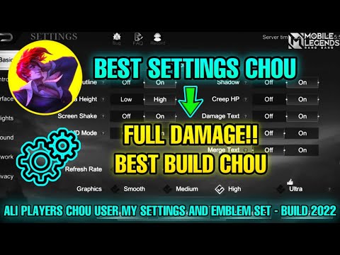 BEST SETTINGS CHOU 2022 FOR FULL ONESHOT DAMAGE!! | ALL PLAYER CHOU LIKE USERS NEW SEASON 26 - MLBB