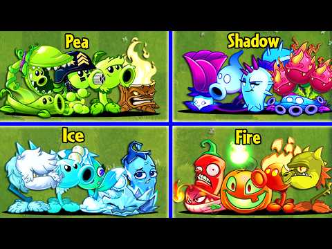 Random 5 Team PEA x FIRE x ICE x SHADOW x ELECTRIC - Who Will WIn? - PvZ 2 Battlez