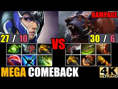 Insane Magic Build Scepter + Refesh + Kaya Luna VS Rampage Ursa Epic Mega Creeps Comeback Dota 2