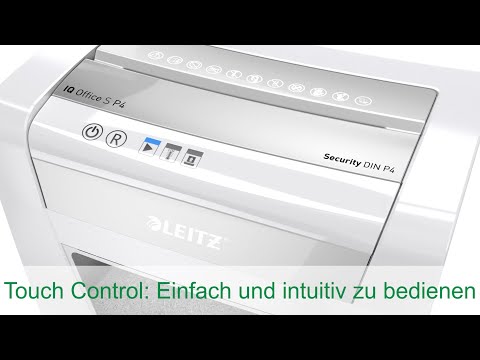 Artikelvideo 1 für LEITZ IQ Office S Aktenvernichter mit Partikelschnitt P-4, 4 x 28 mm, bis 12 Blatt, weiß, Artikelnummer 201808