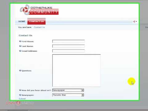 DotNetNuke Tutorial, Dynamic Forms module demo - part 2/3 - Video #50