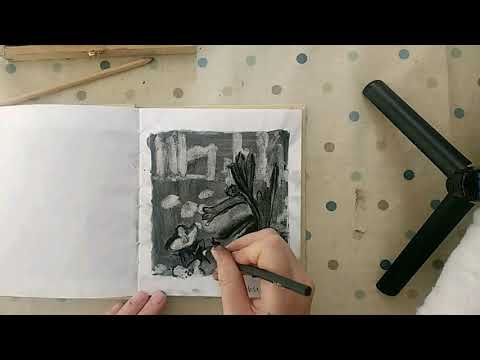 No: 11 Charcoal Drawing - Bluebell Detail