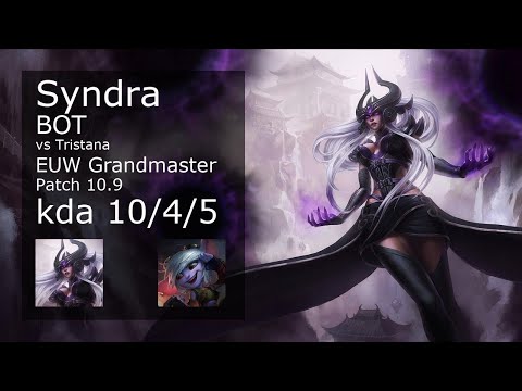 Syndra Bot vs Tristana - EUW Grandmaster 10/4/5 Patch 10.9 Gameplay