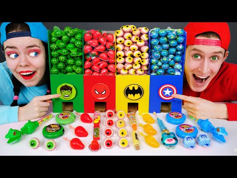 Mystery Giant Candy Machine Challenge Mystery Candy Challenge Pink vs Blue Dessert Jelly Boba