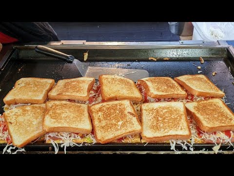 Torrada de hambúrguer Myeongdong┃Myeongdong Street Food┃Korean Street Food