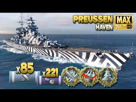 Battleship Preussen: Easy game on map Haven - World of Warships