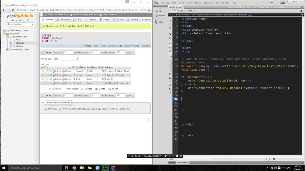 PHP tutorial: Display information from a MySQL database on a webpage