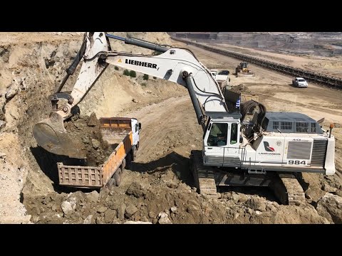 Liebherr 984 Excavator Loading Trucks With Two Passes - Labrianidis Mining Works
