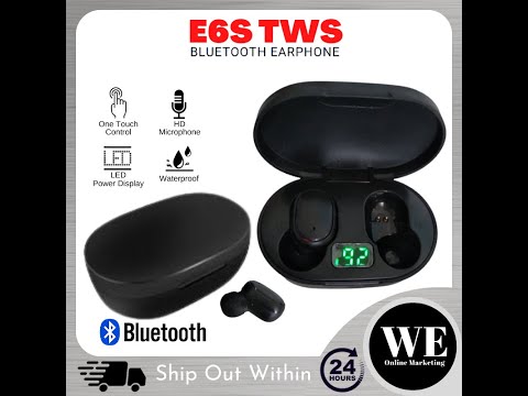 (Ready Stock) E6S TWS Bluetooth Earphone - Twin Wireless Stereo Earbud Earfon Handsfree Headset Earpiece Touch Sensor Control HiFi Sport Super Bass with Mic Waterproof Water Resistant In-Ear Android iOS LED Digital Display